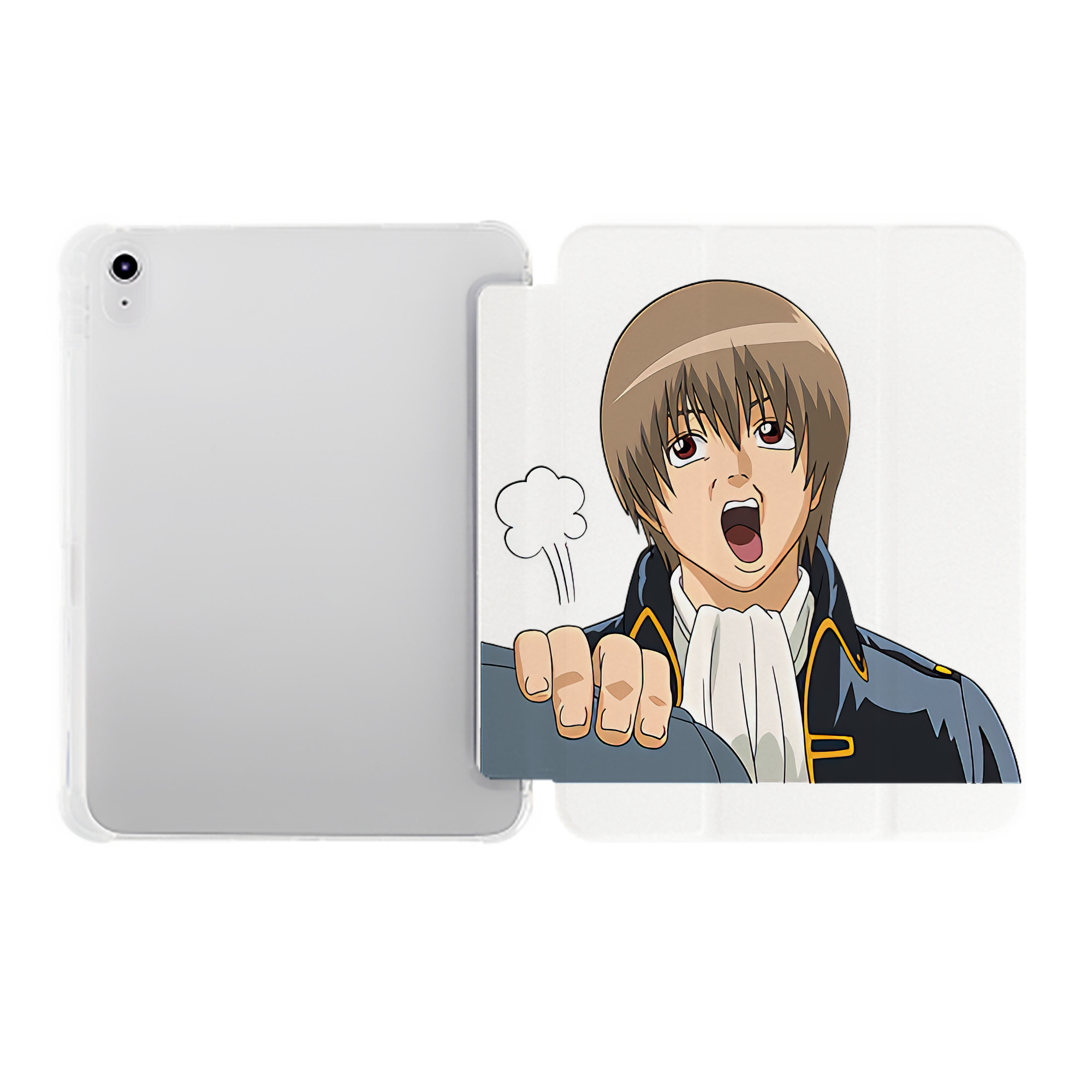 （画像用） ぎんたま 坂田銀時（さかたぎんとき） 神楽 志村新八（しむら しんぱち） GINTAMA Sakata Gintoki Kagura Shimura Shinpachi IPad ケース ペン収納付き 三つ折りスタンド PUレザー×シリコン 対応機種9.5/10.5/10.9インチ